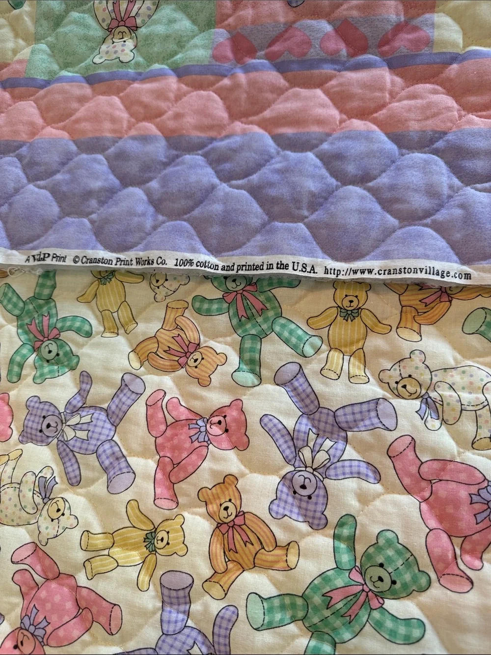 Vintage VIP Cranston Print Works “Cheater” Quilt Print Teddy Bears Panel Only